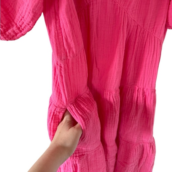 Xirena Nissa Tiered Pink Puff Sleeve Mini Dress - Picture 7 of 9